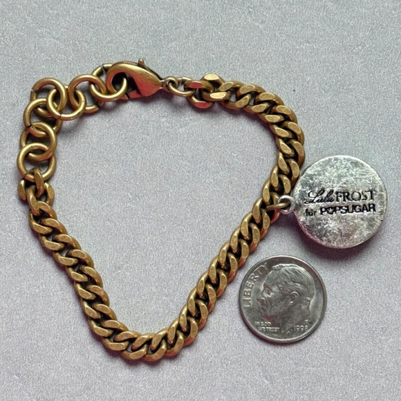 LULU FROST for POPSUGAR Bracelet Crystal Charm Matte Brass Links Dust Bag - Picture 6 of 10